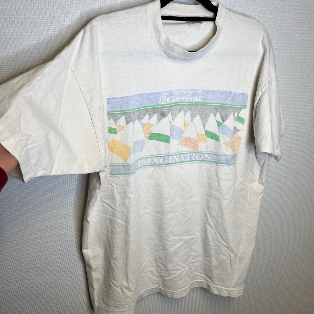 Vintage Carnival Cruise Line Imagination T Shirt Single Stitch White XXL 90s USA